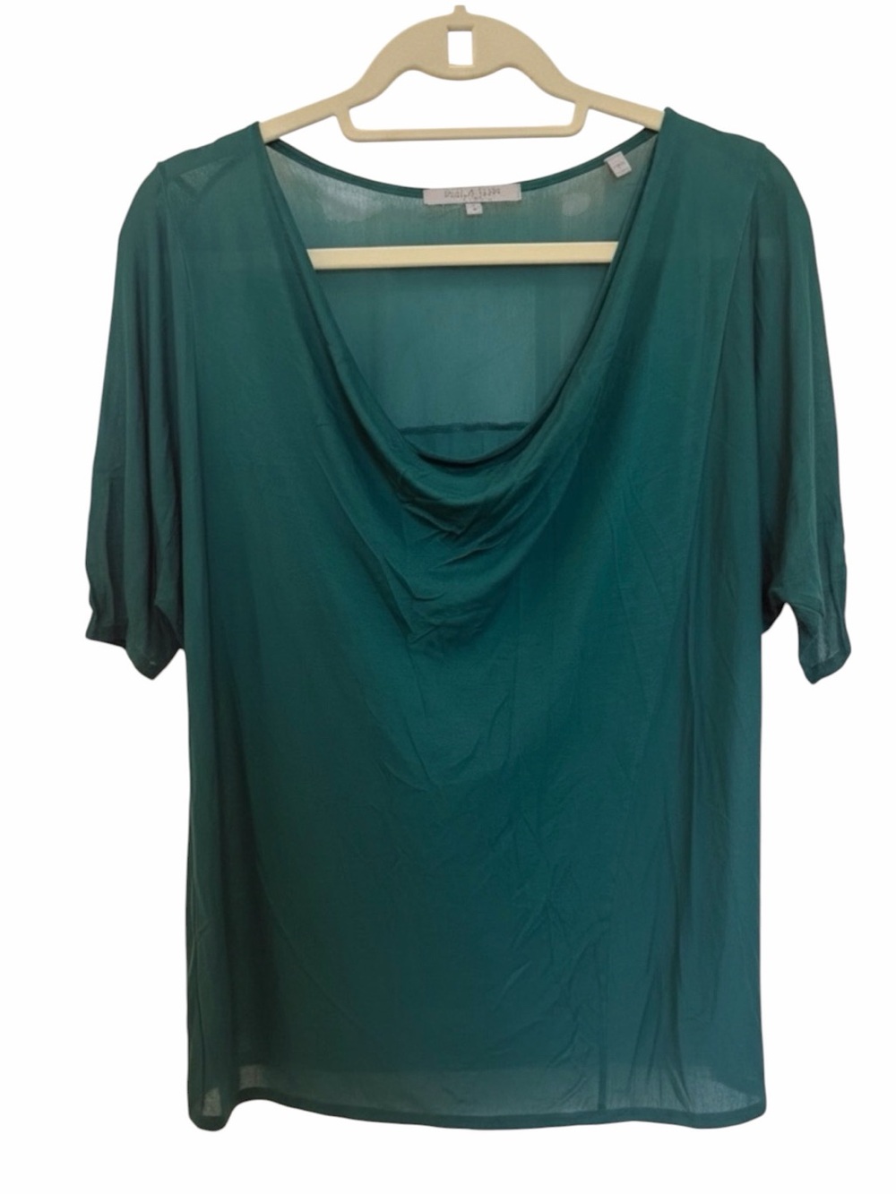 Bella Luxx Emerald Green Cowl Neck Short Sleeve Blouse